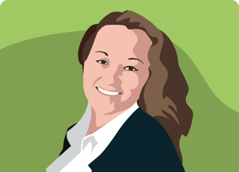 Illustration of Mary McDowell with green background